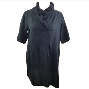 Curator San Francisco TUNIC Top Black Organic Cotton Lagenlook Boho Pockets Art